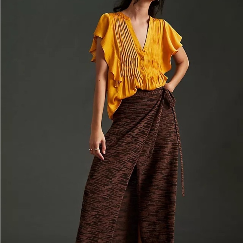 Anthropologie Ruffled Pintucked Blouse